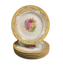 Euro Porcelain Vintage Rose Gold  Design 7.5" Dessert / Salad  Plate, 6 pcs Set