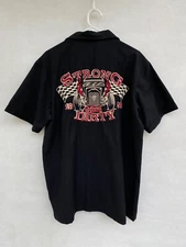 🕊 Mens Rumble 59 Embroidered Rockabilly Bowling Shirt Double Pocket Top Size L