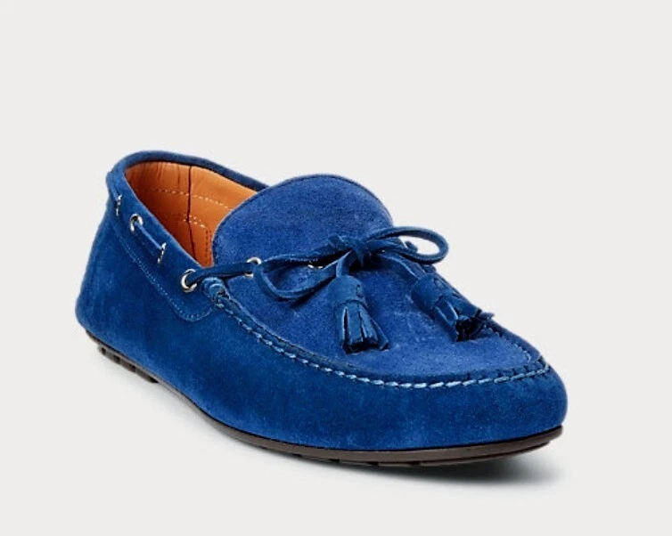 Ralph Lauren PURPLE LABEL Harold BLUE Suede Tassel Loafer Driver