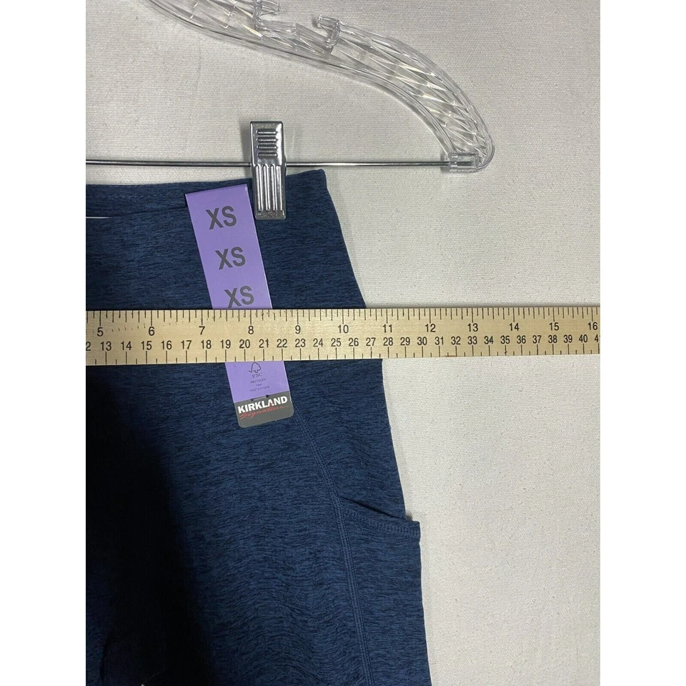 Kirkland Signature Mujer Cintura Alta Cepillada Leggings Bolsillos Talla XS Azul Foto 2 de 4