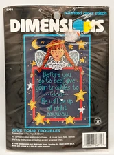 God Dimensions Counted Cross Stitch Kit Give Your Troubles To God 5"x7" OPENED