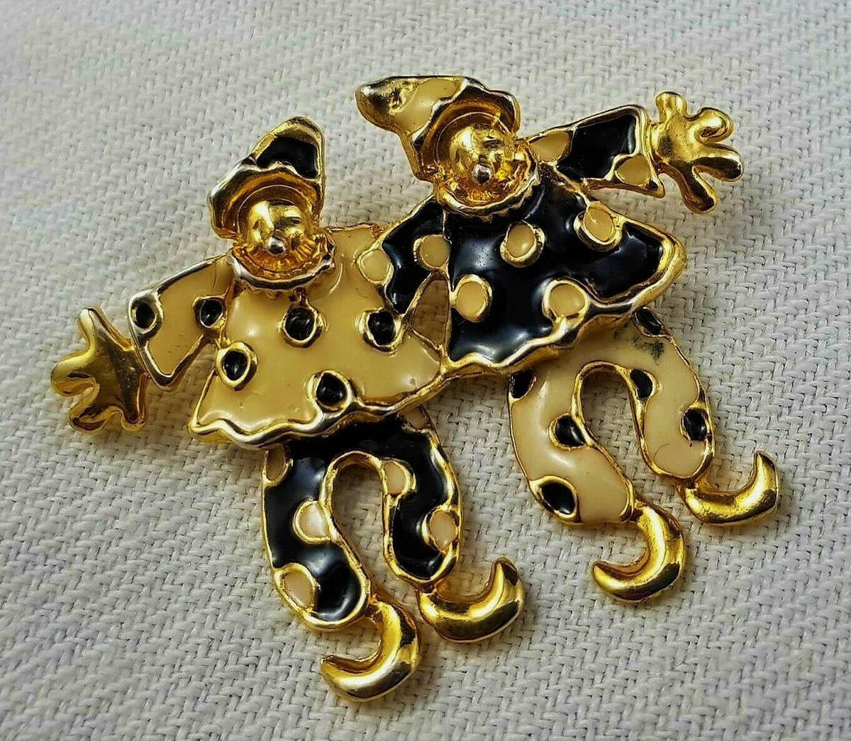 Broche Vintage Clown En Métal Doré - Bijou Fantaisie - Occasion - Marque Non Spécifiée