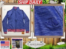 Genuine THE NORTH FACE Blue Pink Stripe Women Track Zip Jacket Coat Medium M MG