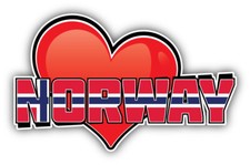 Norway Art Heart Flag Travel Slogan Car Bumper Sticker Decal