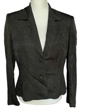 Vera Cristina Silk Linen Jacket Two Button Black Blazer Women’s Size S