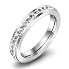 Stainless Steel & Cubic Zirconia Women Wedding Band Width 3mm R358