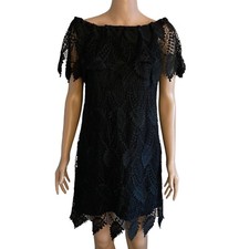 Adrianna Papell Shift Dress Womens Size 2 Black Lace Overlay New