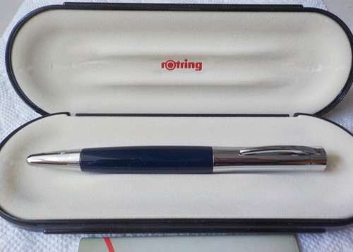 Rotring Initial Navy Blue & Stainless Steel Rollerball Pen New In ...