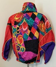 East West  M  Jacket Womens Jewel Colored Nylon Windbreaker VTG 80-90s Retro