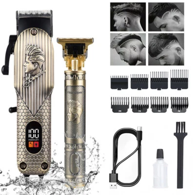 Cordless Electric Hair Clippers and Trimmer Kit for Men Barber Clipper Combo Set