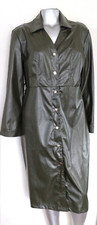 Women's FAUX LEATHER KNEE DRESS Size XL Front Snap Buttons Long sleeve