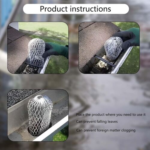 4 Pack Gutter Downspout Guards 3.5 Inch Aluminum Leaf Filter Strainer for Gutter - Picture 4 of 11