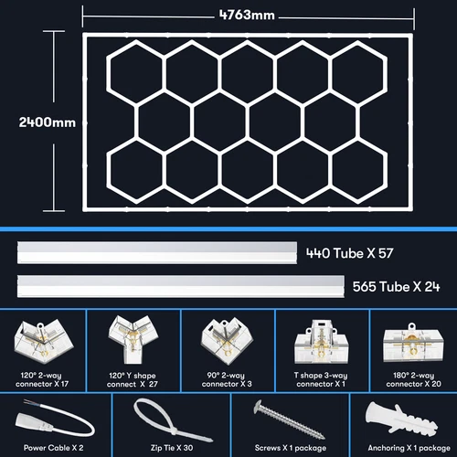14 Hexagon LED Lighting Car Detail Garage Workshop Retail Light Honeycomb Hex - Picture 2 of 12