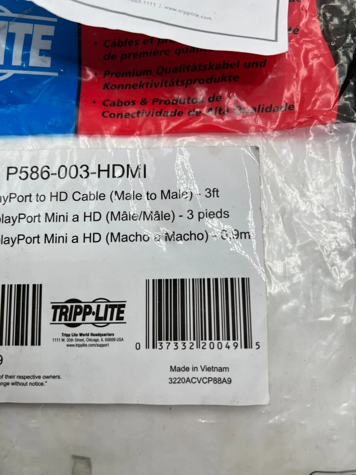 NIP TRIPP LITE P586-003-HDMI 3FT MINI DISPLAYPORT TO HDMI CONVERTER CABLE - Image 2 of 4