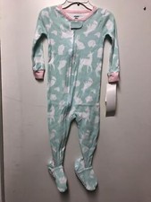 Carter's Baby Girls Cotton Zipper Footie Mint Wildlife Print 18 Months 