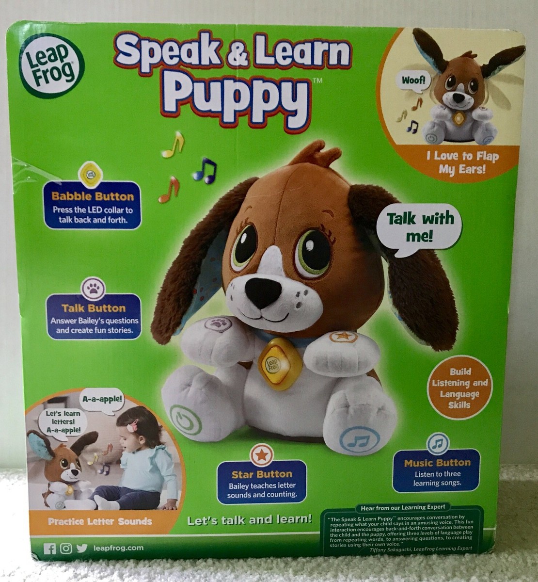 Leap Frog Speak and Learn Puppy (Interactive Speaking Puppy) Brand New