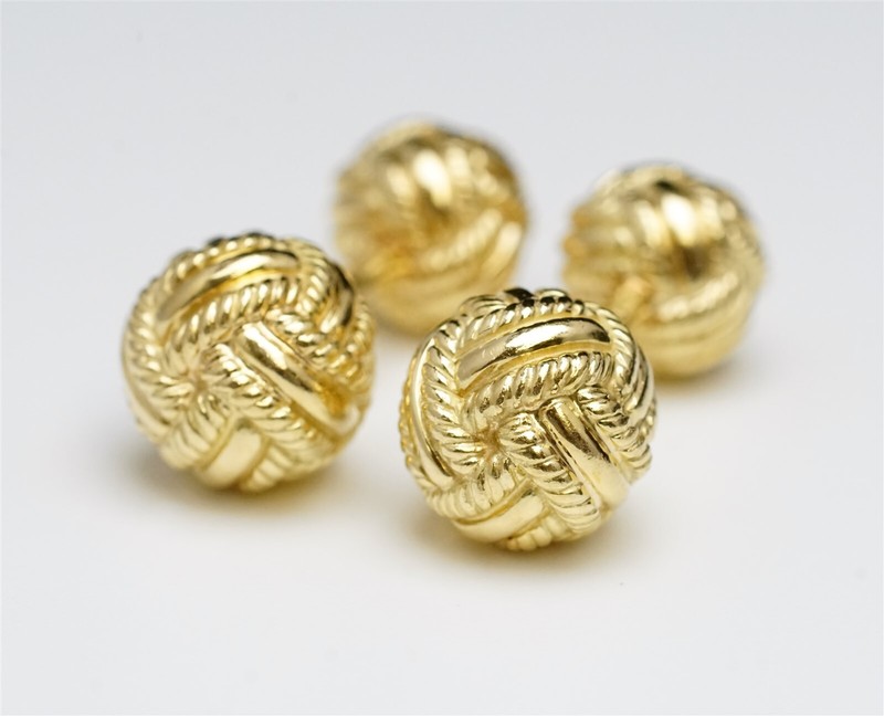 TIFFANY & CO Schlumberger Woven Gold Knot Cufflinks 18K Yellow Gold