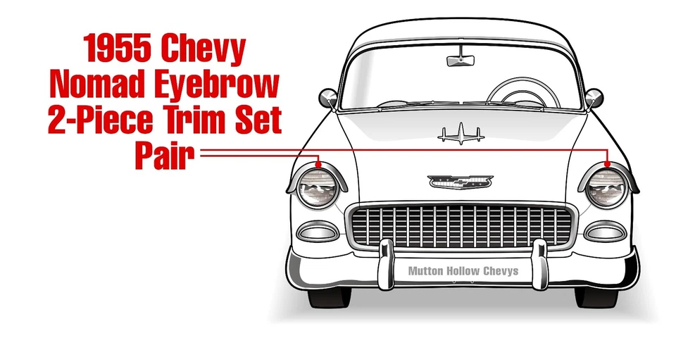 55 Chevy Nomad Cejas Juego de 2 Piezas 1955 Chevrolet Nomad Nuevo Foto 3 de 4