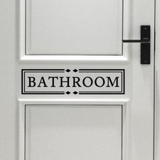 Bathroom Decal Room Vinyl Sign Door Wall 15.5x4, Black