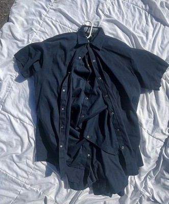 Cintas Comfort FLEX Navy Short Sleeve Large Cotton Blend Uniform Shirt x8 