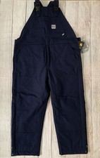 NWT Carhartt 101626 410 Cat4 FR Heavy Quilt Lined Bib Overalls Dark Navy 38x30