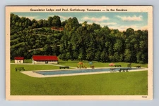 Gatlinburg TN-Tennessee Greenbrier Lodge And Pool Vintage Postcard