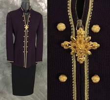 BEAUTIFUL St John collection jacket knit purple wine suit blazer size 4