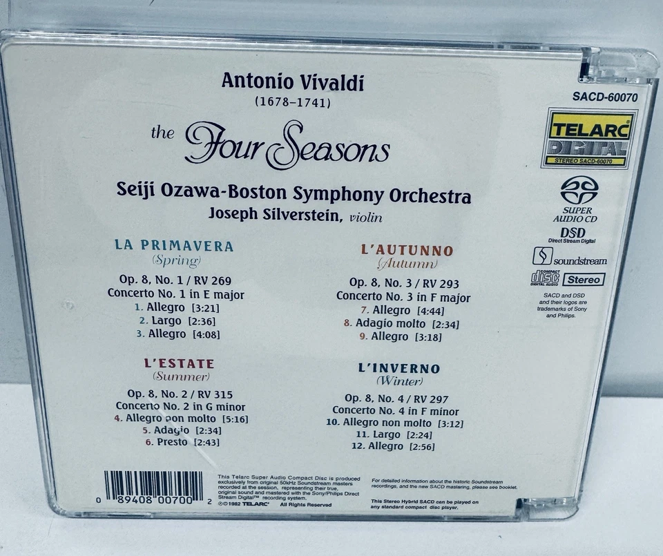 Компакт-диск Vivaldi The Four Seasons Boston Symphony Orchestra Seiji Ozawa очень хорошее состояние - Изображение 2 из 4