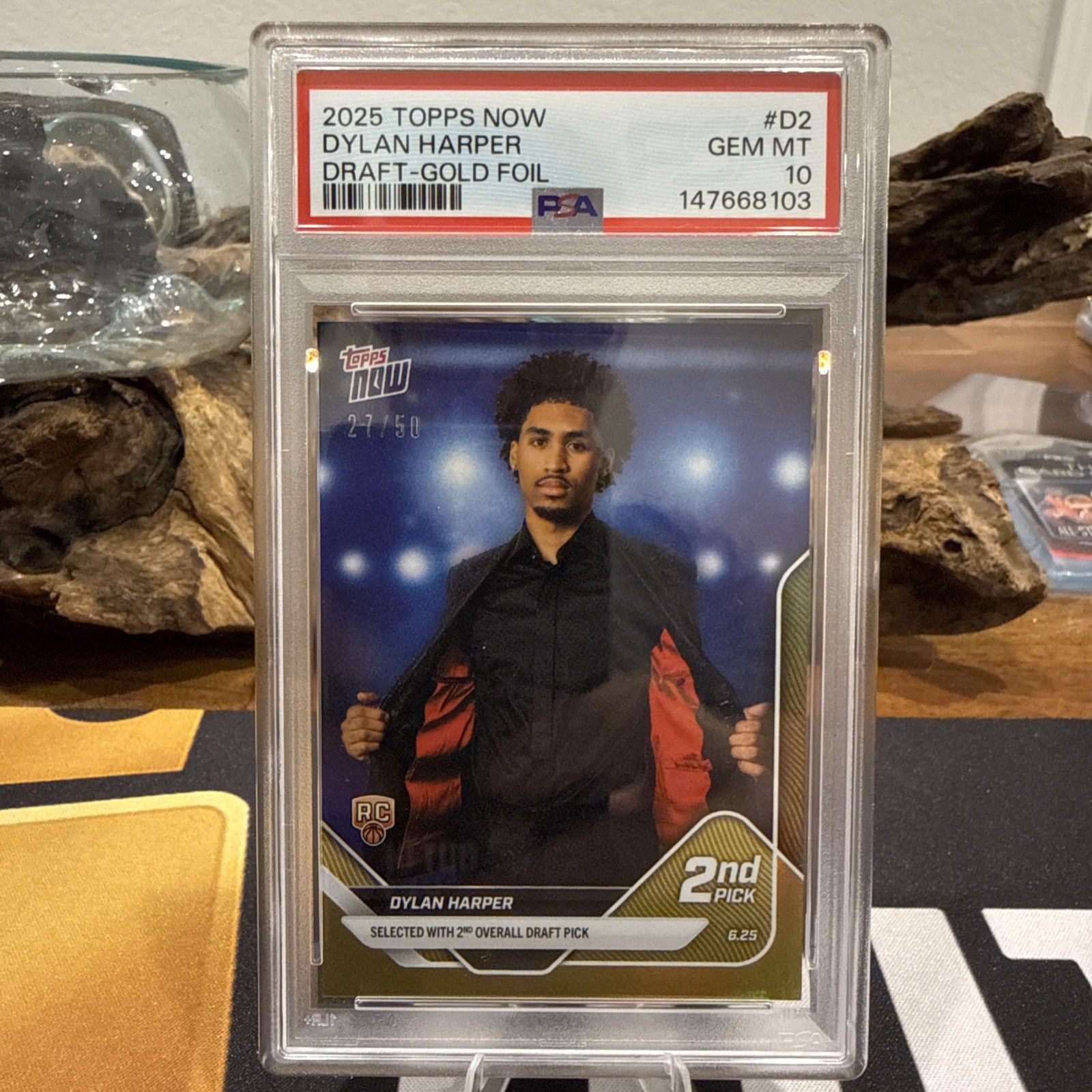 2025 Topps Now Draft #D2 Dylan Harper Gold Foil /50 PSA 10 Rookie RC – SPURS GEM