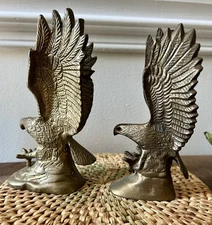 Brass Eagle Figurines Vintage PAIR
