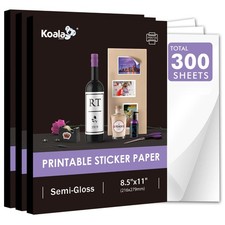 Koala Semi-gloss Sticker Paper 300 Sheet White for Inkjet  Laser Printer 8.5X11