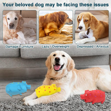 3-Pack Squeaky Pig Dog Toys Rubber Small Medium Large Dogs Durable Interactive