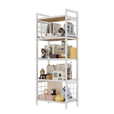 5-Tier Pantry Shelves with Wooden Boards, Heavy Duty Storage Shelves  Book S...