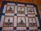 Lighthouse Handmade Quilt Pieced Anchor Sailboat 48 x 65" — photo 2