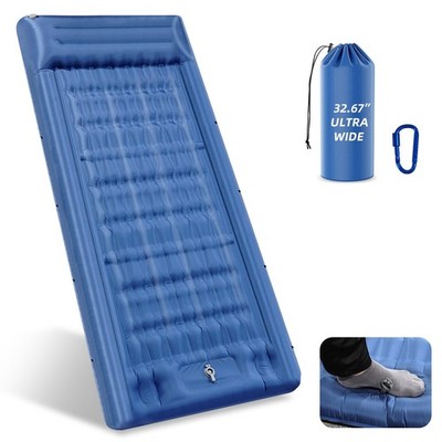 32.68'' Extra Wide Sleeping Pad for Camping, Camping Mattress with Pillow, Inf...