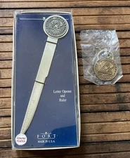 Drexel University - Logo Pewter Letter Opener / Ruler In Box NOS by Fort USA