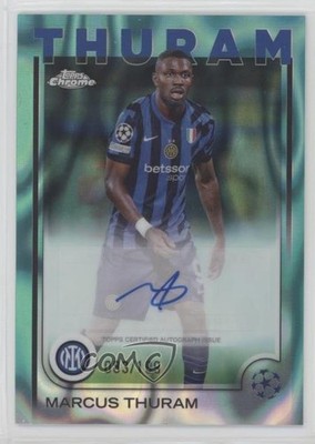 2024 Chrome UEFA Club Competitions Aqua Lava Refractor Marcus Thuram Auto 1iq2