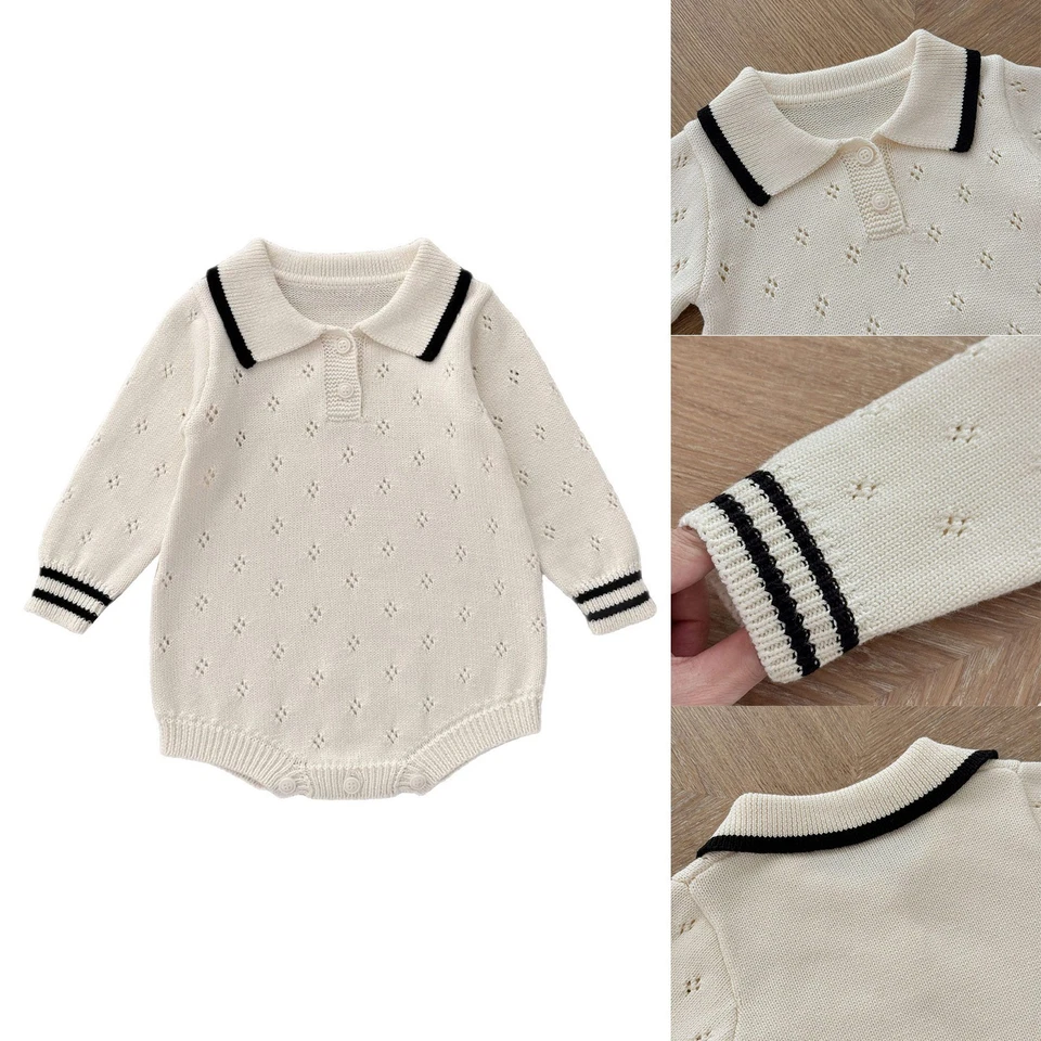 Suéter para bebé mameluco cuello vuelto body ropa de juego tejido mono informal Foto 4 de 4
