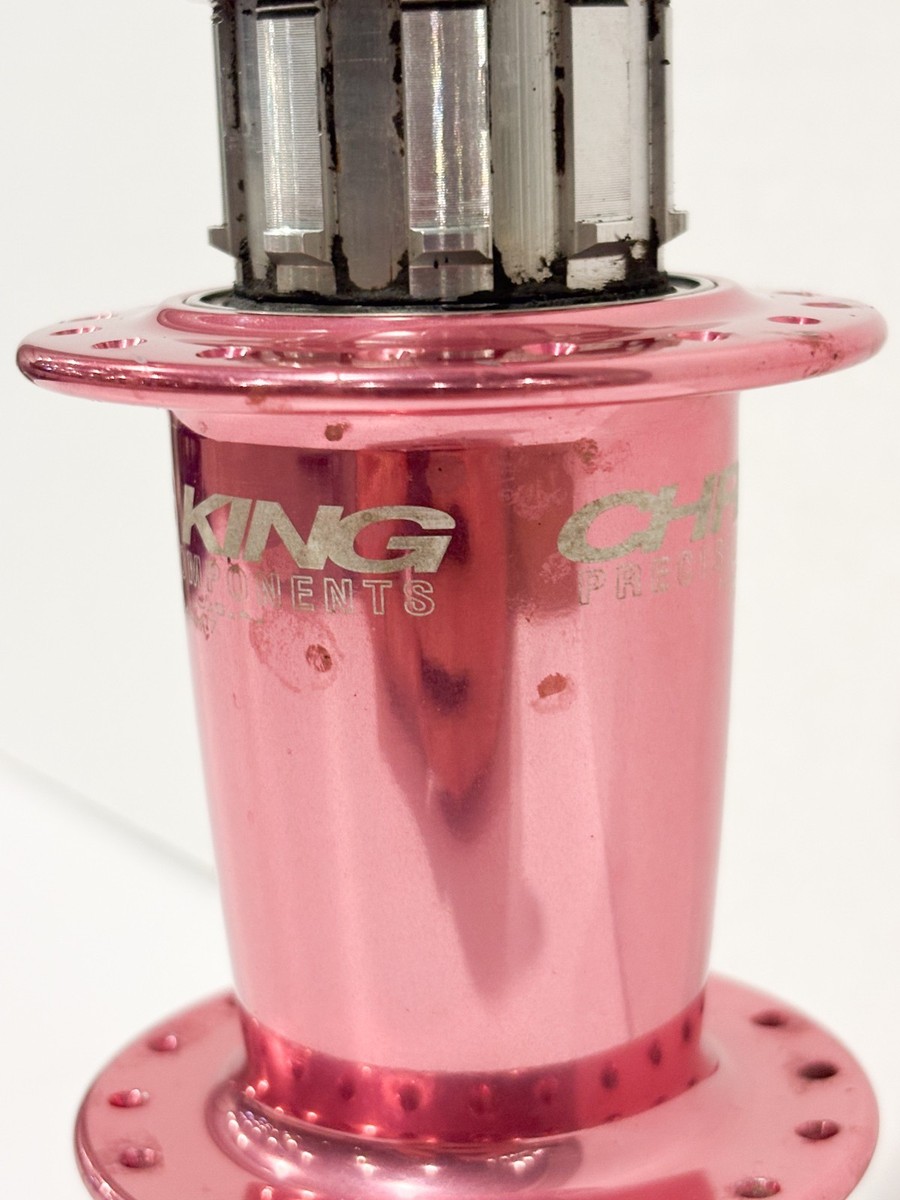 レアビンテージChris King XPED ライトピンク ヘッド ペダル Chris King Pink Rare Hubset 32 Disc Brake 100/135 Bolt Single
