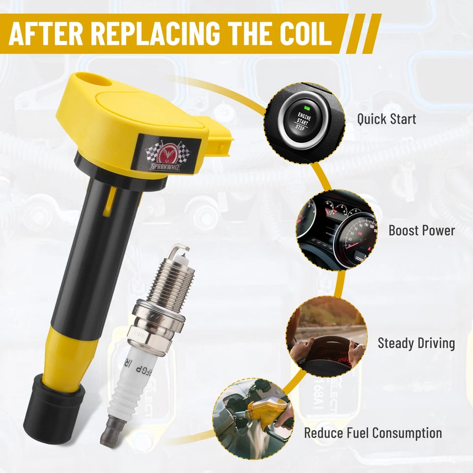 UF242 Ignition Coil and Iridium Spark Plug For Honda Accord Odyssey Acura CL TL - Image 2 of 4