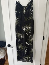 Reformation Black Floral Long Slip Dress Strappy Women's Size 8