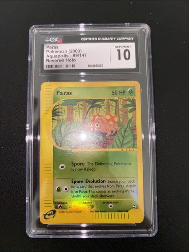 (POP 12) 2003 Pokemon Aquapolis Paras Reverse Holo CGC 10 99/147 Vintage Mint