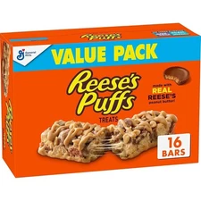 REESE'S Puffs Cereal Treat Bars  Peanut Butter and Cocoa  Snack Bars Value Pack