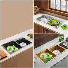 80 45cm Drop in Kitchen Sink, Stainless Steel Sink, Dual Bowl Kitchen Sink