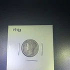 1943 Mercury Silver Dime Circulated No Mint Mark, Philadelphia Original Coin