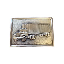 Vintage 18 Wheeler Truck Tractor Trailer Trucker Belt Buckle