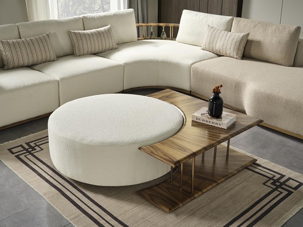 Hocker Wohnzimmer Neu Holz Mit Textil Design Polster Weiß Modern-image