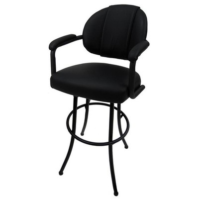 Tobias Designs 34'' Vinyl Upholstered Swivel Tilt Extra Tall Bar Stool in Black