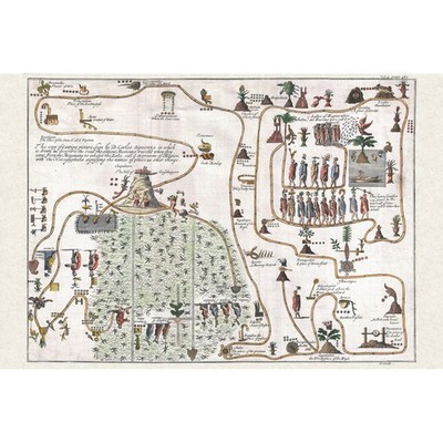 1704 Aztec Migration Map by Giovanni Careri with Nahuatl Labels and Symbolism