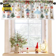 Christmas Nutcrackers Kitchen Curtains 52×18 Inch Watercolor Nutcracker Windows